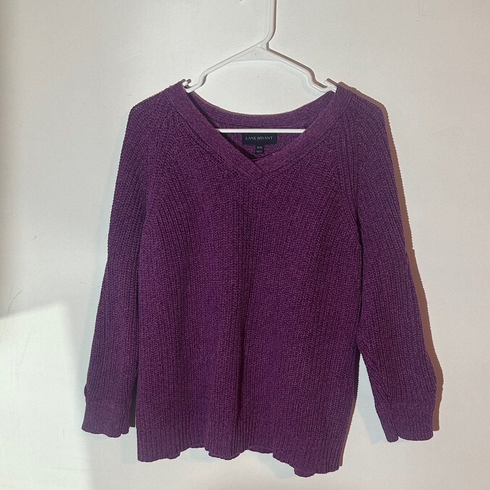Lane Bryant Purple Open Sleeve Knit Sweater Size 18/20